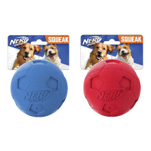 Nerf Dog Fußball Hundespielzeug mit interaktivem Quietscher, leicht, langlebig, wasserfest, 2,5 Zoll, für mittelgroße/große Rassen, 2er Pack, Blau
