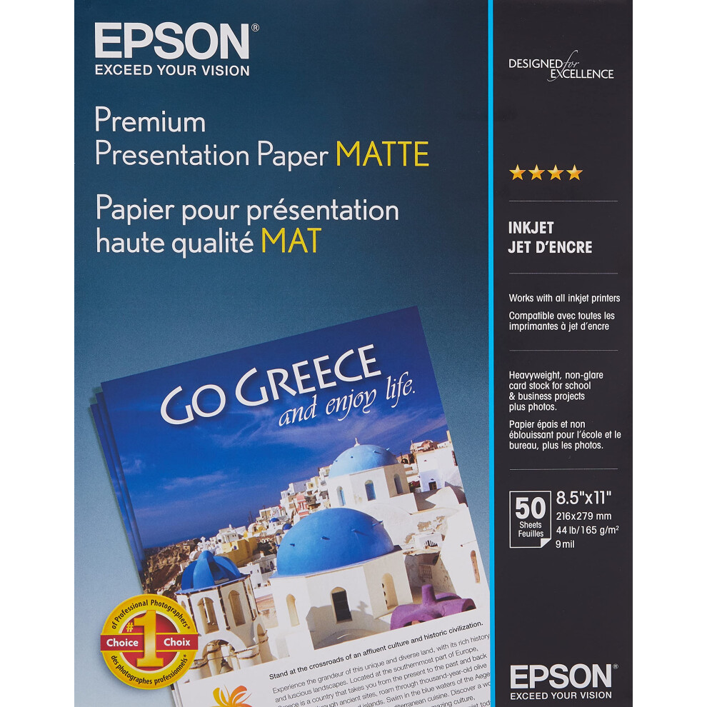 Epson Heavyweight 8.5x11 Matte Paper  50 Sheets (S041257)