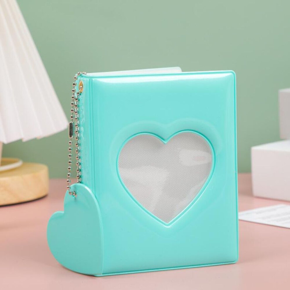 (green) Solid Color 3-inch Photo Album Album Love Hollow Photocard Holder With Heart Pendant Kpop Idol Cards Collect Book Polaroid Album