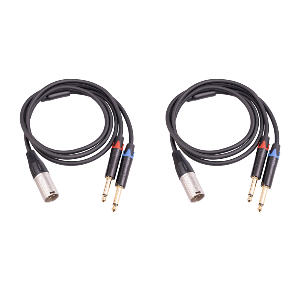 2X Dual 6.35Mm 1/4 In To Xlr Male Y Splitter Cable,3Pin Plug Audio Microphone Cable,6.6Feet 4851689828609