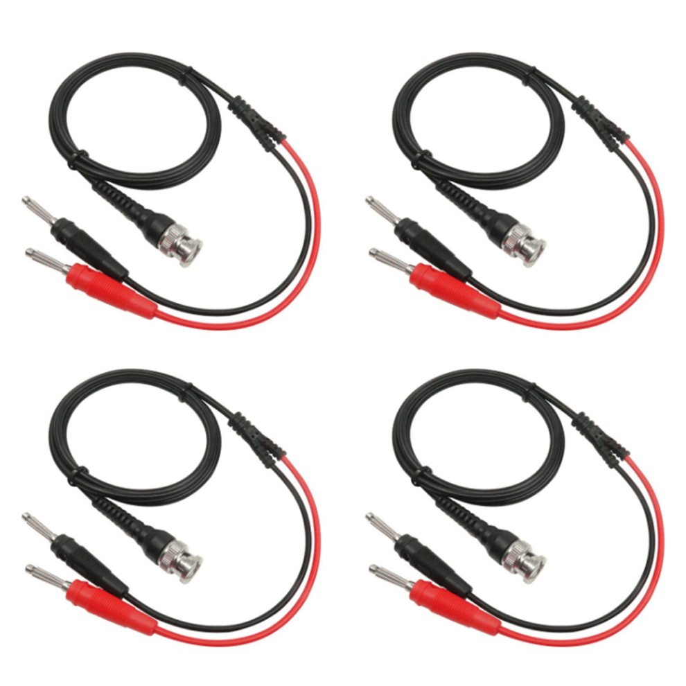 4X P1009 Bnc To Dual 4Mm Stackable Banana Plug Test Lead Probe Cable For Oscilloscope Signal Generator 120Cm 4851689829859
