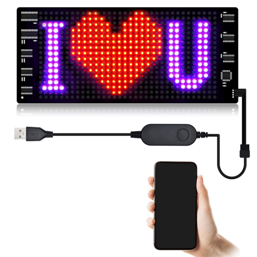 2X LED Pixel Panel,USB 5V Flexible Module RGB Scrolling Text Animation Display,Bluetooth APP,16X32 LEDs 7x17CM 2