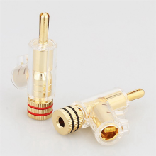 8Pcs Banana Plugs 45 Degree Angled Connectors Screw Locking for AV Receiver,Amplifier,Speaker Gold