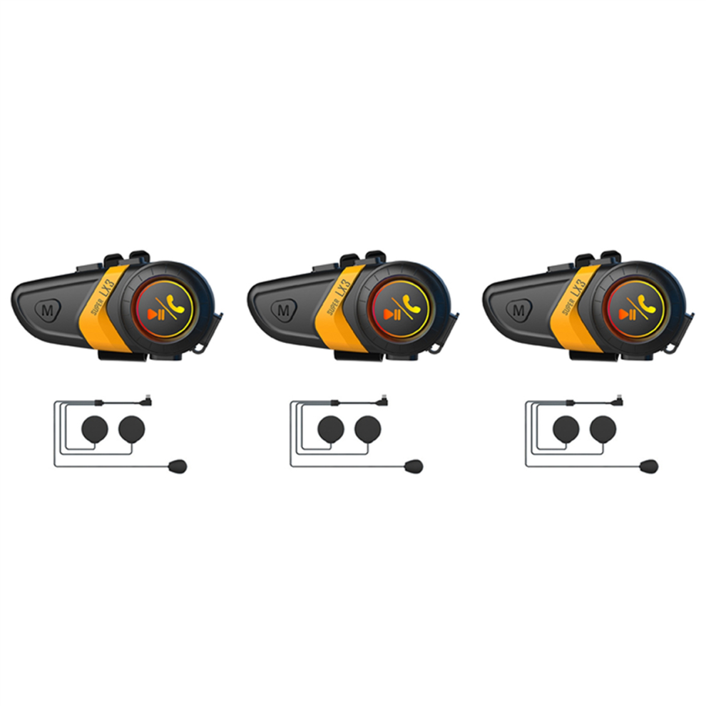 3X Lx3 Bluetooth Headset Bt5.0 Motorcycle Riding Wireless Call 1200Mah With Soft Line Wheat Yellow 4851689838684