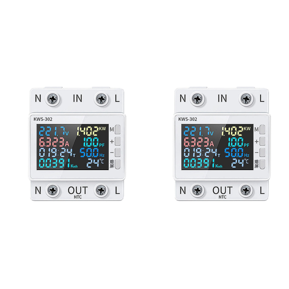 Photos - Other Electrical Equipment Jojomino 2X Tuya No WiFi Power Meter Color Screen 2P Multifunction AC Energy Remotely APP Control 170-300V/63A -B 