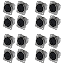 XLR Female Jack 3 Pin - Panel Mount Jacks D Series Size XLR-F 16 PACK