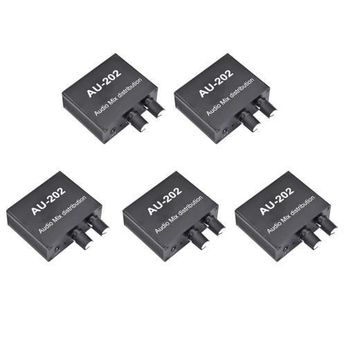 5X AU-202 2 Input Output Stereo Mixer Audio Distributor for Headphone External Power AMP Volume Alone Control
