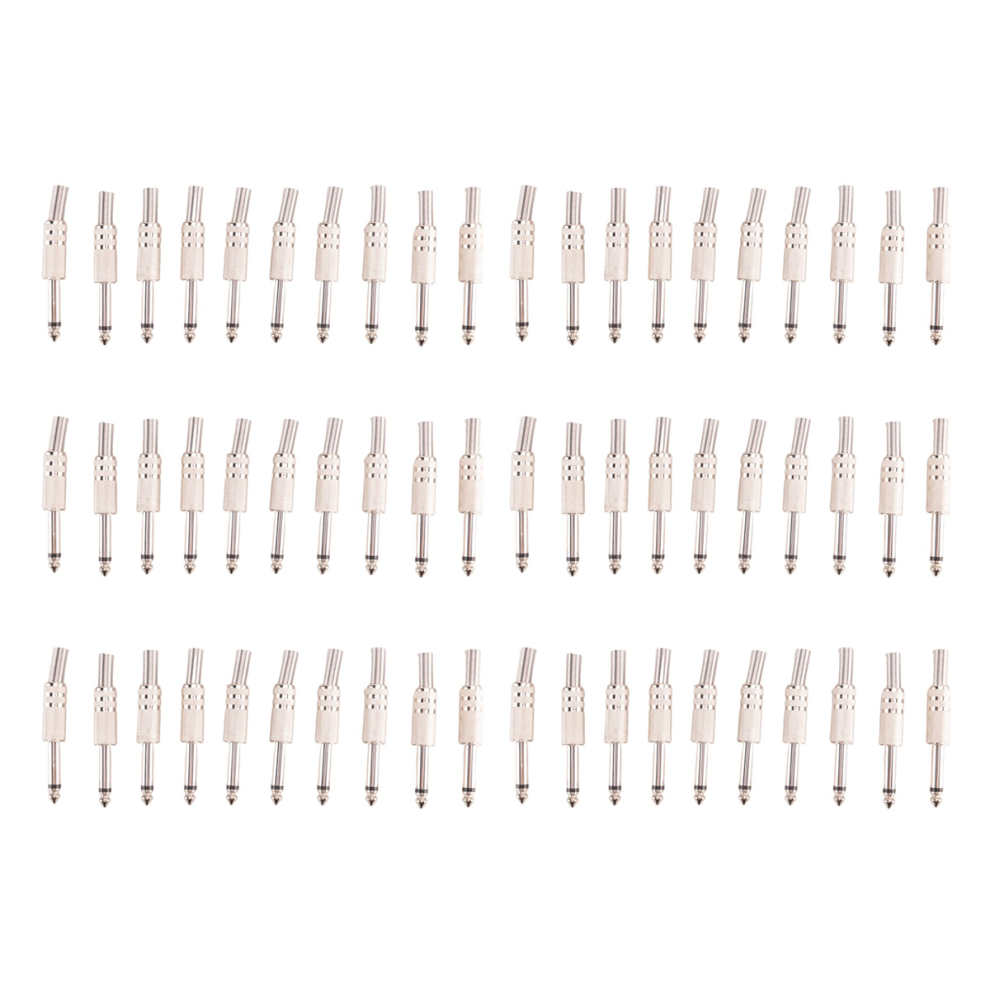 6.35Mm Mono Amplifier Plug 1/4Inch Male Monaural Jack Audio Cable Connector Microphone 60Pcs Silver 4851689845859