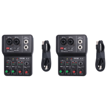 2X Q-12 Sound Card Audio Mixer Board Console Desk System Interface 4 Channel 48V Power Stereo Computer