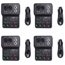 4X Q-12 Sound Card Audio Mixer Board Console Desk System Interface 4 Channel 48V Power Stereo Computer