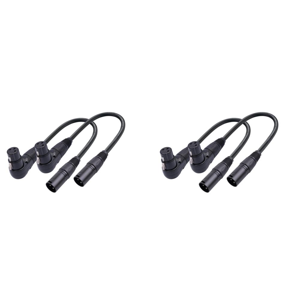 4Pcs 3 Pin XLR Right Angle Male to Female Plug Microphone Audio Cable 90 Degree Straight-image-OPC-PG2GCKX-NEW