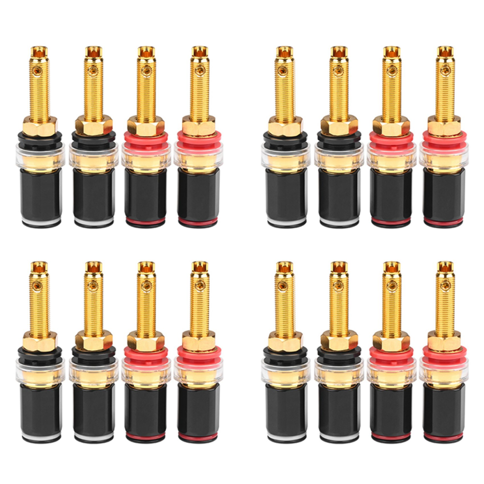 16Pcs Hifi Speaker Terminal Binding Post Pure Copper Gold Plated Amplifier Connector For Female Banana Jack Plug 4851689850341