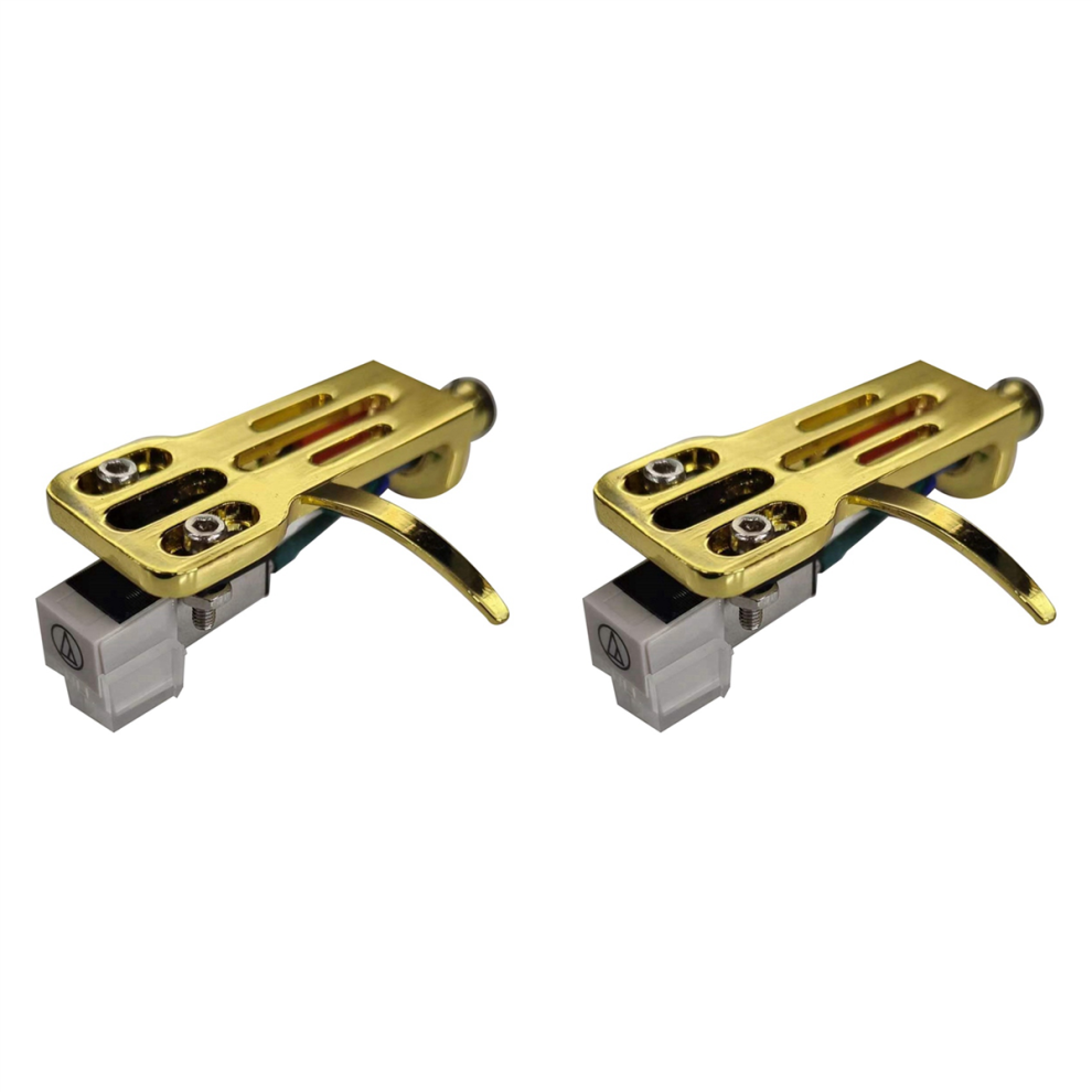 2X At3600l Moving Magnetic Stylus Headshell Connect Kit For Lp Vinyl Record Player Turntable Phonograph, Gold 4851689850860