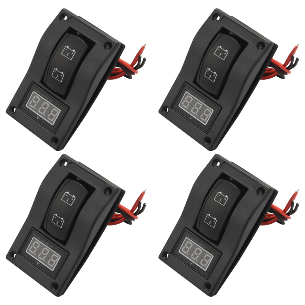4X 12-24V Led Dual Battery Test Panel Rocker Switch Car Truck Marine Boat Voltmeter 4P On-Off-On 4851689852659