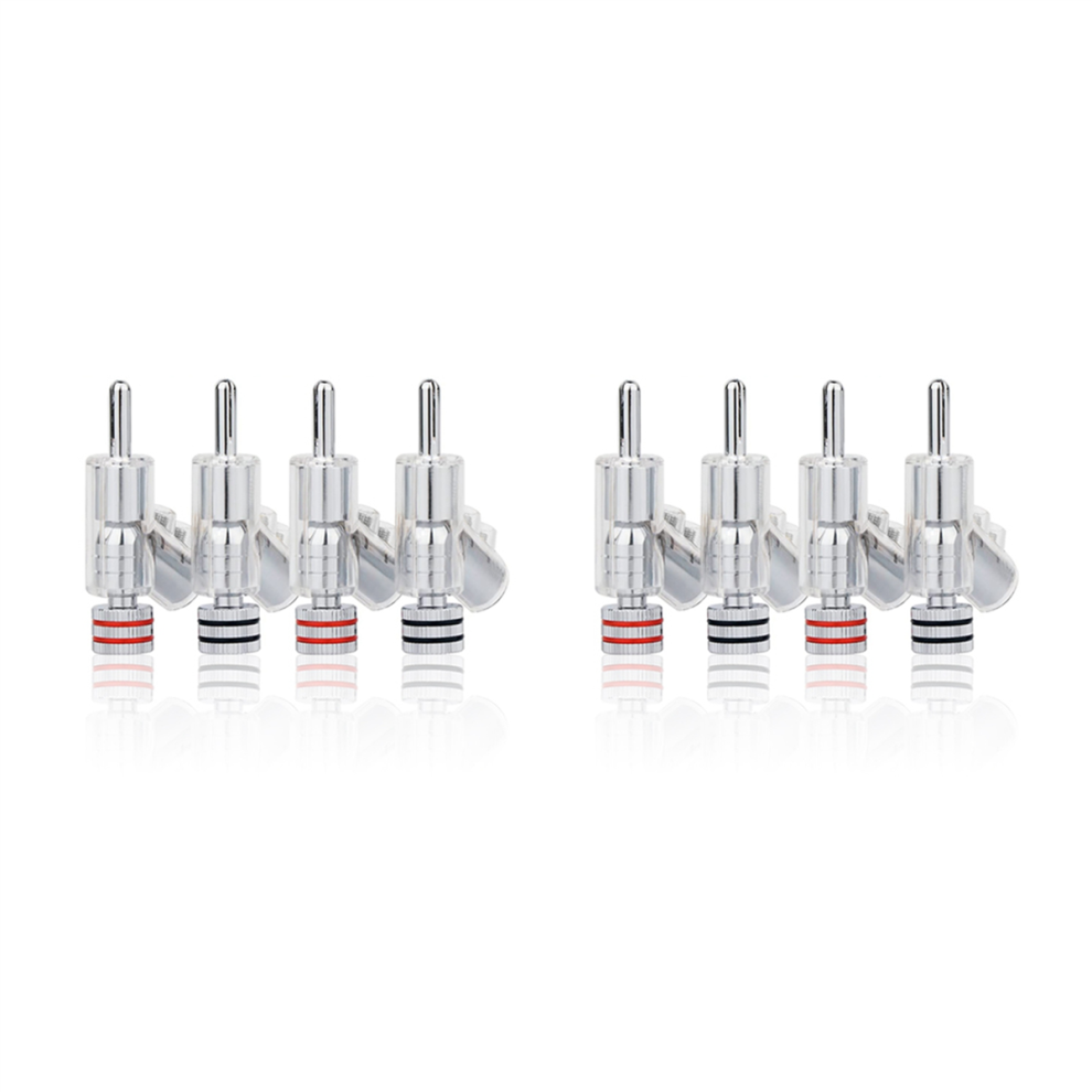 8 Pcs Hifi Rhodium Plated Lockable Speaker Cable Banana Plug Connector Audio Amplifier Wire 4851689852956