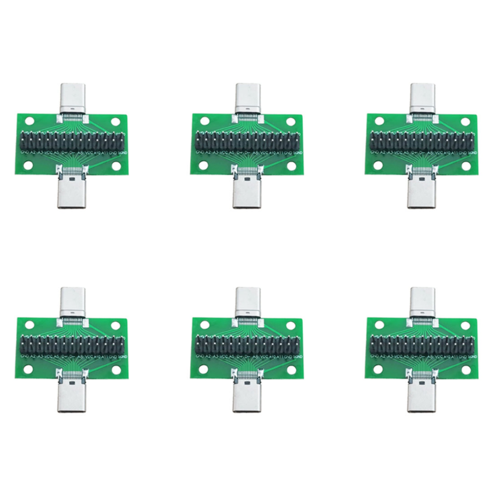 6X Male To Female Type C Test Pcb Board Universal With Usb 3.1 Port 20.6X36.2mm Pins 4851689854271