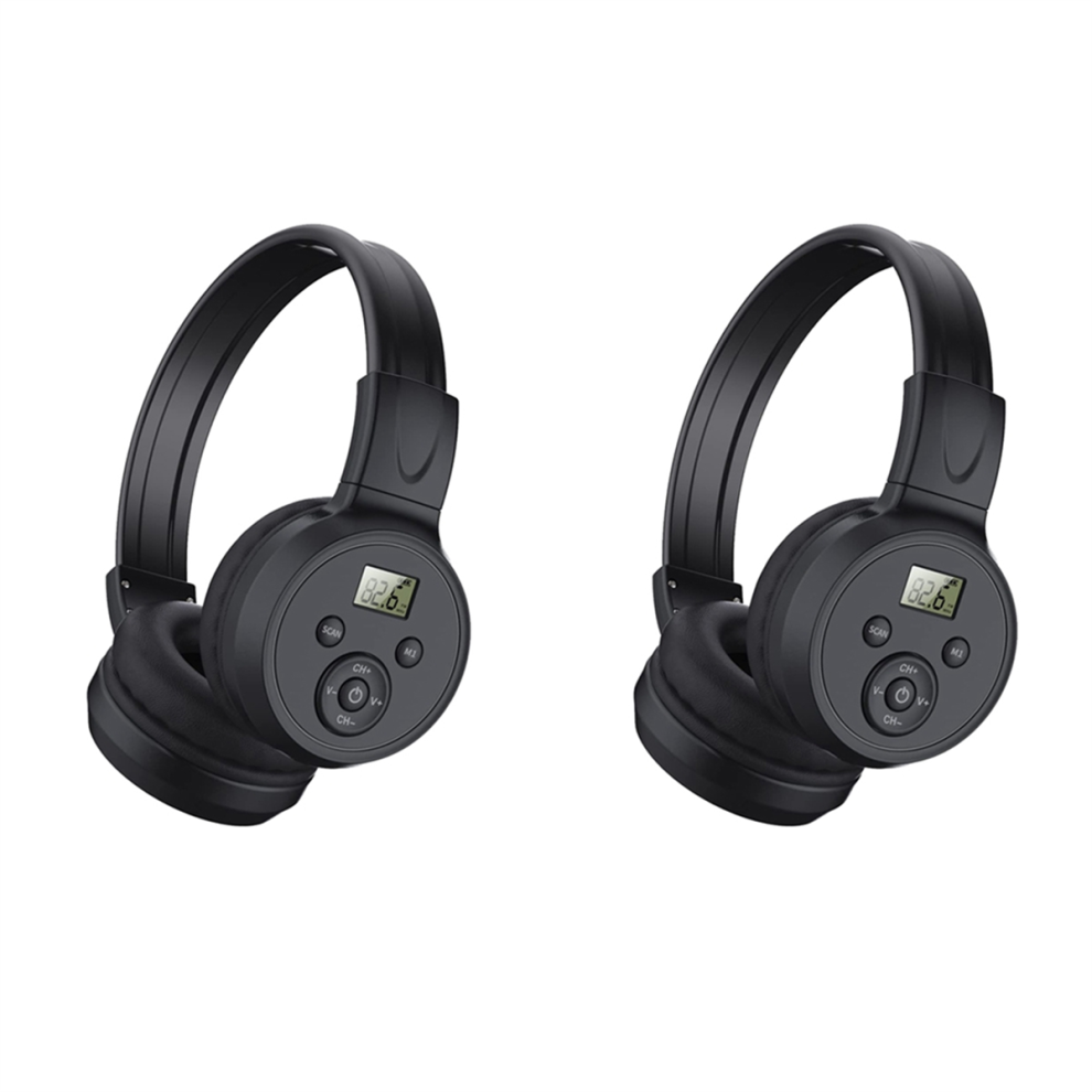 2X Portable Wireless FM Radio Headphones , Rechargeable Headset Receiver for Meeting, Daily Works, Hiking-image-OPC-PG2GDQY-NEW