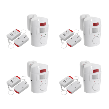 4X Infrared Motion Sensor Alarm - Burglar with 2 Remote Controls, Suitable for Home/Garages/Shops