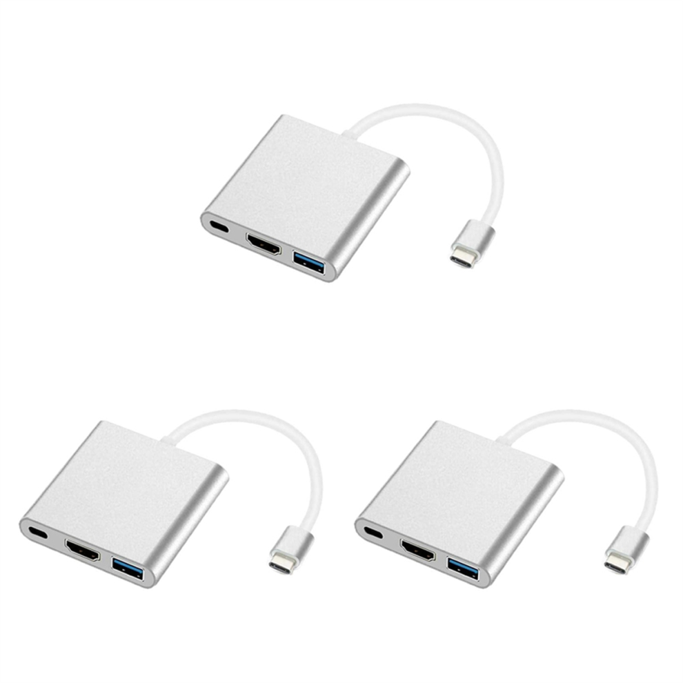 3X Usb C To Adapter, 3 In 1 Multiport Type 4K ,Usb3.0 & Power Delivery Port Converter Compatible 4851689857807