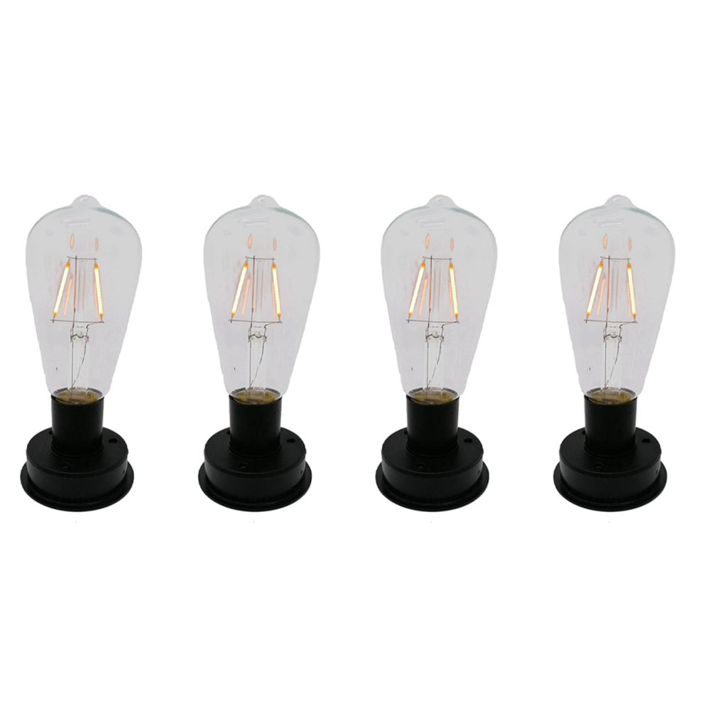 4Pc Solar LED Tungsten Filament Bulb Lamp 2800K Automatic Light Sensors Fence Night Lights for Garden Lamp(8.5cm)