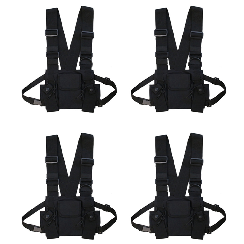 4X Radio Walkie Talkie 3 Pocket Chest Pack Bag Harness With Zipper For 4851689858613