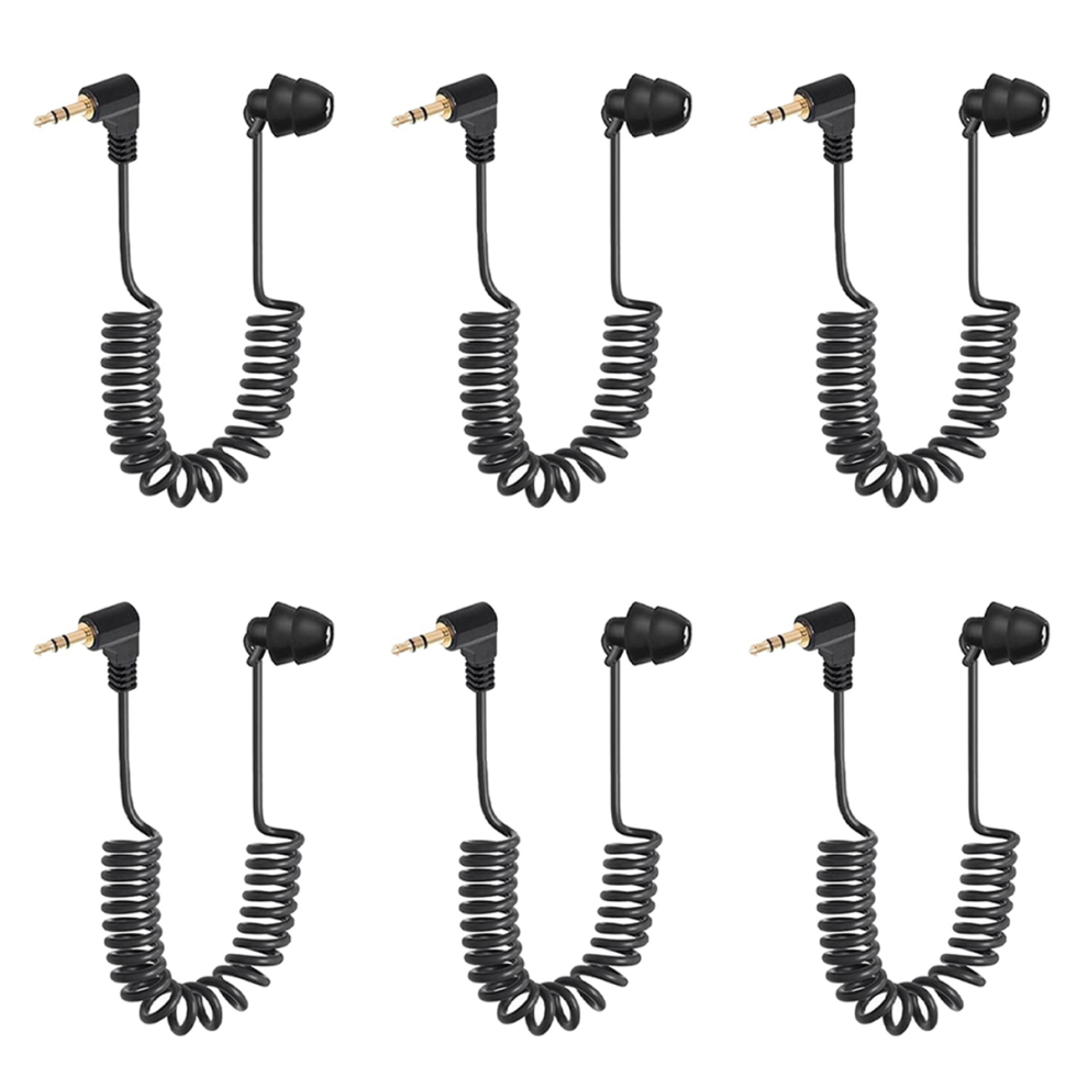 6Pcs 3.5Mm Spring Earphones Single Side Headphones Earbuds Wired Headset For Mobile Phone Mp3 Computer 4851689859115