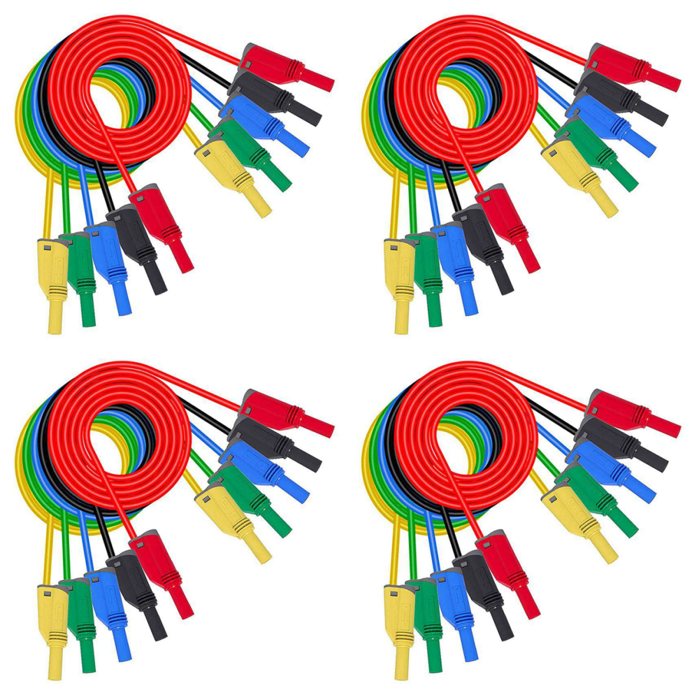 20Pcs Banana Plug Silicone Test Leads 4Mm Fully Insulated Safety Shrouded Stackable Extension Cable 4851689859610