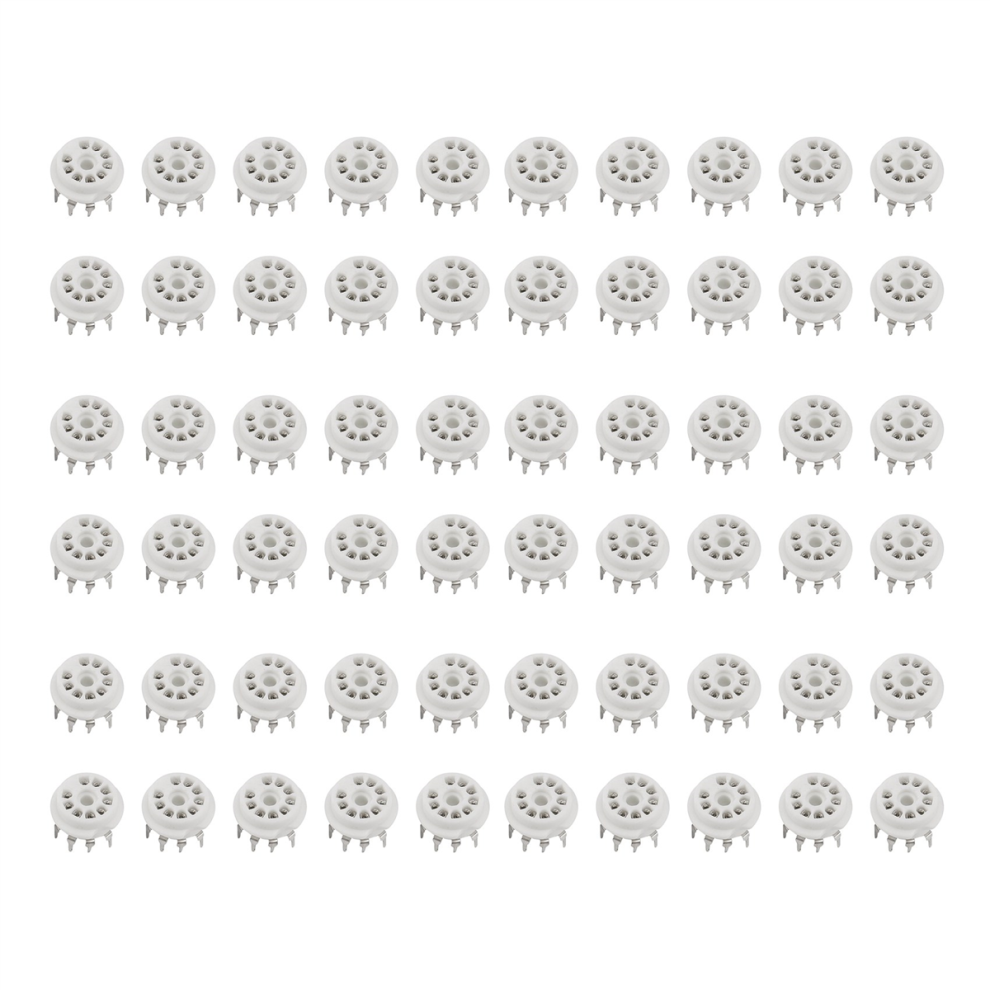 60Pcs Pcb 9Pin Ceramic B9a Vacuum Tube Socket Audio Hifi Diy Amps For 12Ax7 12Au7 12At7 Ecc81 Ecc82 Ecc83 -Plated Silver 4851689859825