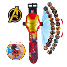 (Iron Man) Spiderman 24 Projection Watch Captain America Iron Man Toy Anime Hulk Digital Clock Student Wristwatches Children's Gifts