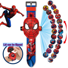 (Spider-Man) Spiderman 24 Projection Watch Captain America Iron Man Toy Anime Hulk Digital Clock Student Wristwatches Children's Gifts