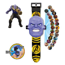 (Thanos) Spiderman 24 Projection Watch Captain America Iron Man Toy Anime Hulk Digital Clock Student Wristwatches Children's Gifts