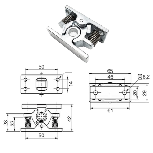 3Pcs Spring Loaded Door Easy Lock Stop Catch Release Clamp Double Roller (Mp-4) 2