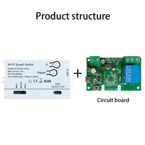 2X WiFi Smart Switch DIY Timer 1CH 7-32V RF433 2.4G Home Automation Module for Alexa 1