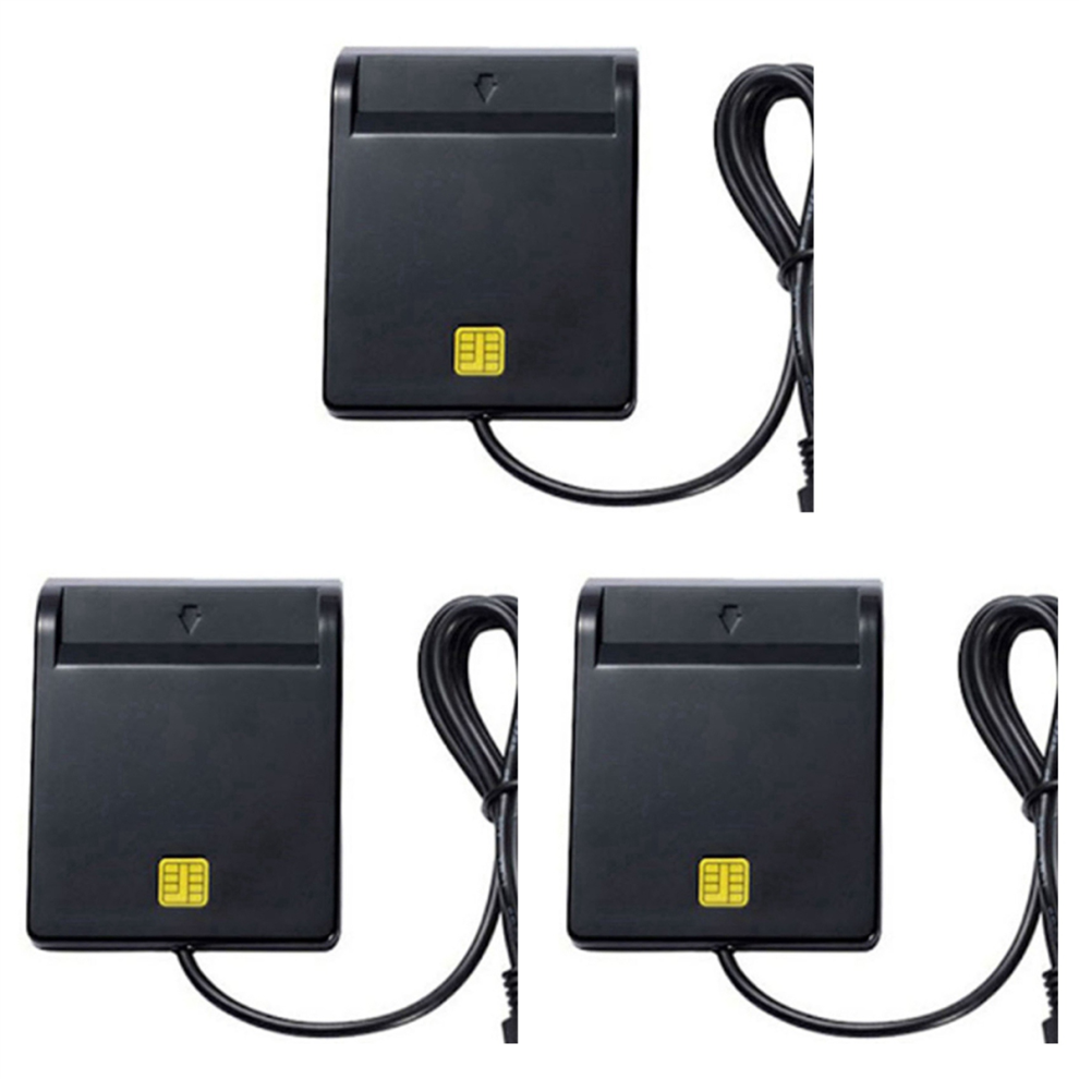 Photos - Card Reader / USB Hub Jojomino 3X USB Smart Card Reader Atm Bank Tax Declaration Ic ID Reader (Black)
