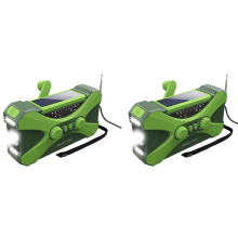 2X 10000MAh Emergency Radio, Solar Hand Crank Portable Radio with Phone Charger, LED Flashlight Green