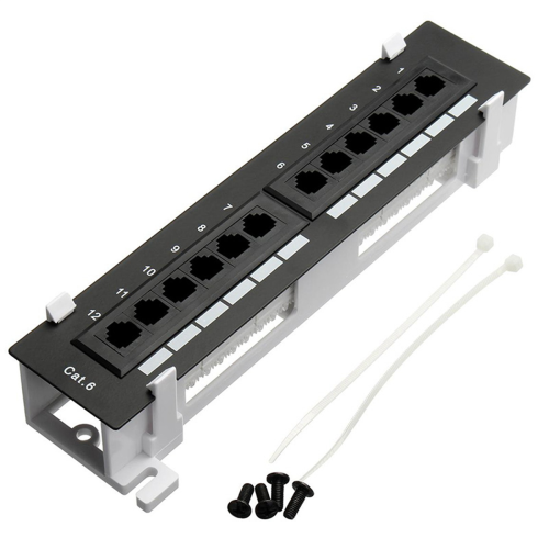 5X Network Tool Kit 12 Port CAT6 Patch Panel RJ45 Networking Wall Mount Rack with Bracket 2