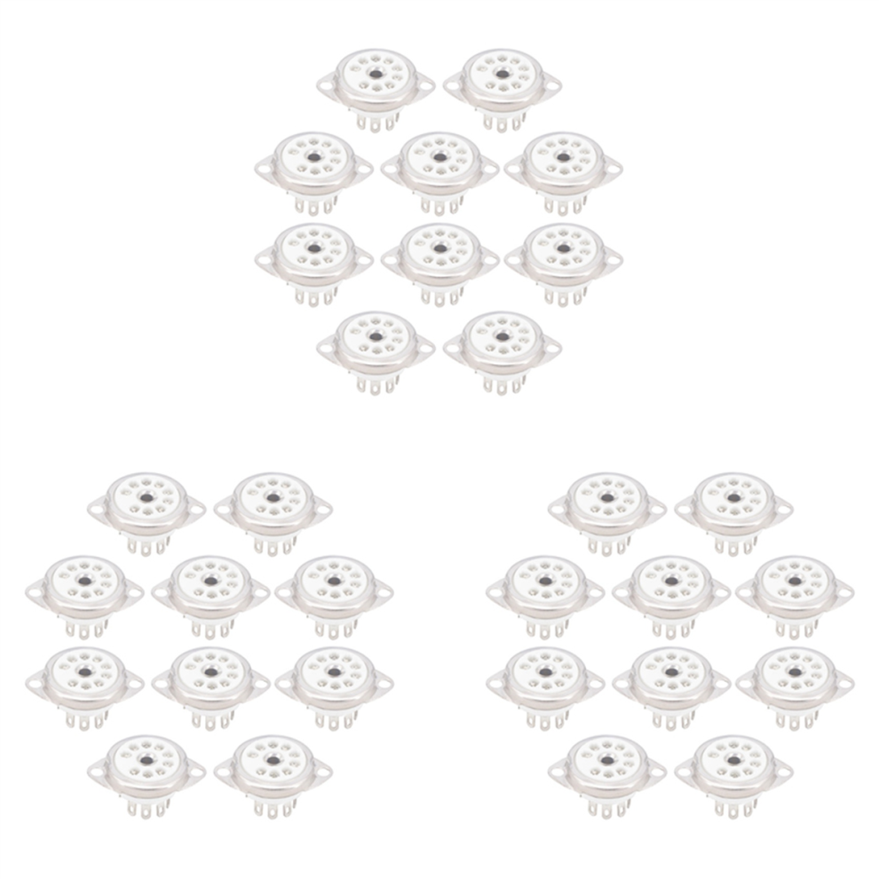 30Pcs Ceramic B9a -Plated 9Pin Vacuum Tube Socket Panel Chassis Mount For Ecc81 Ecc82 Ecc83 El84 6922 Silver 4851689869862
