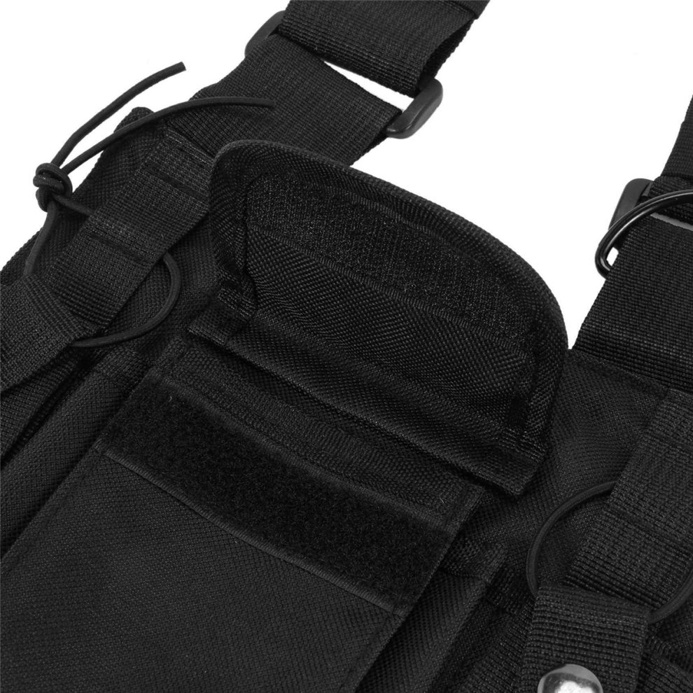 6X Radios Pocket Radio Chest Harness Front Pack Pouch Vest Rig Case For 2 Way Uv-5R Black 4851689867981