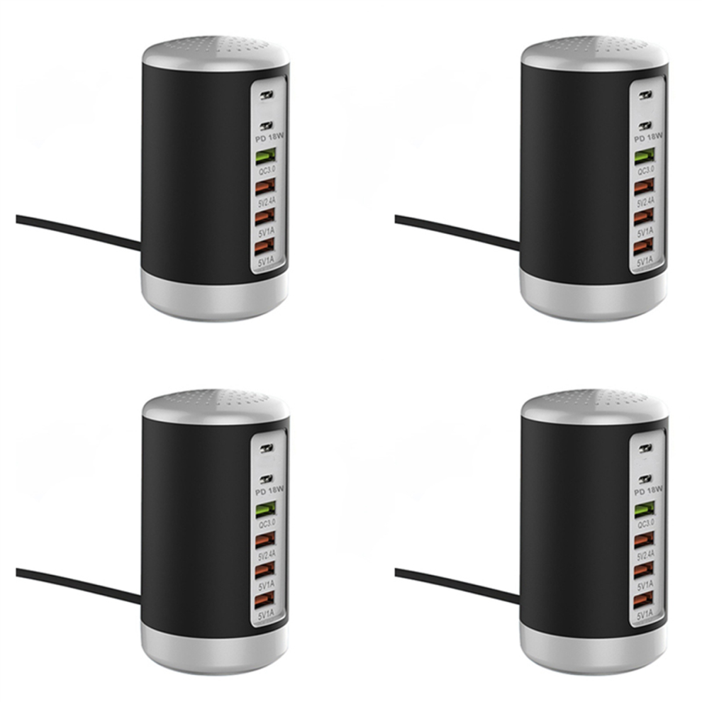 Photos - Card Reader / USB Hub Jojomino 4X 65W USB Fast Charger HUB Quick Charge QC3.0 Multi 6 Port Type C PD Charging Station US Plug (Black)