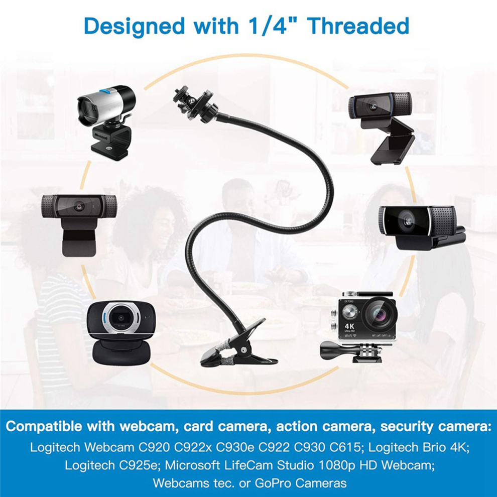2X Webcam Stand 25 Inch Flexible Desk Mount Clamp Gooseneck For C930e,C930,C920, C922x,C922, C925e 4852495061860
