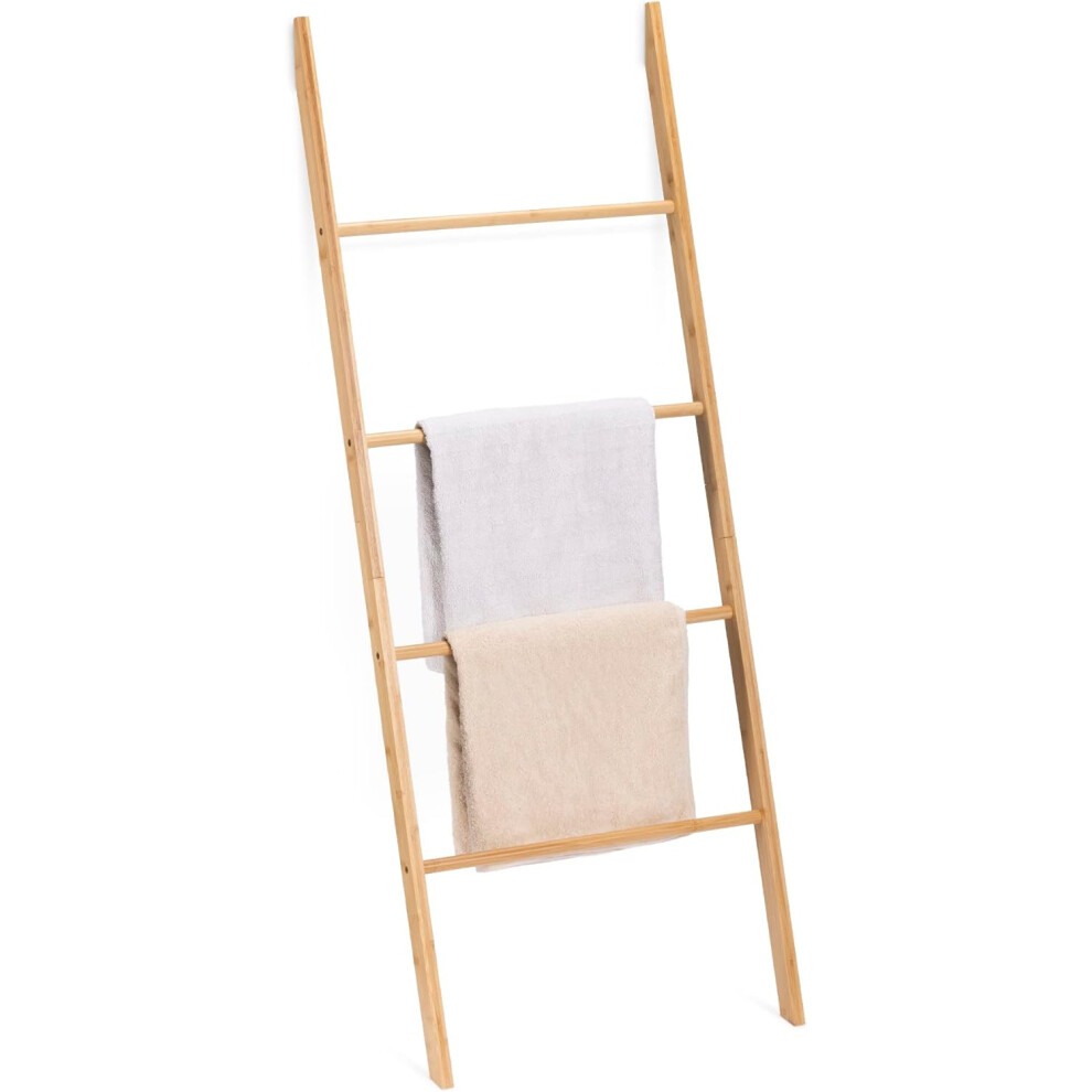 Bamboo Towel Ladder - Wood Rack for Towels, Clothes, Blankets