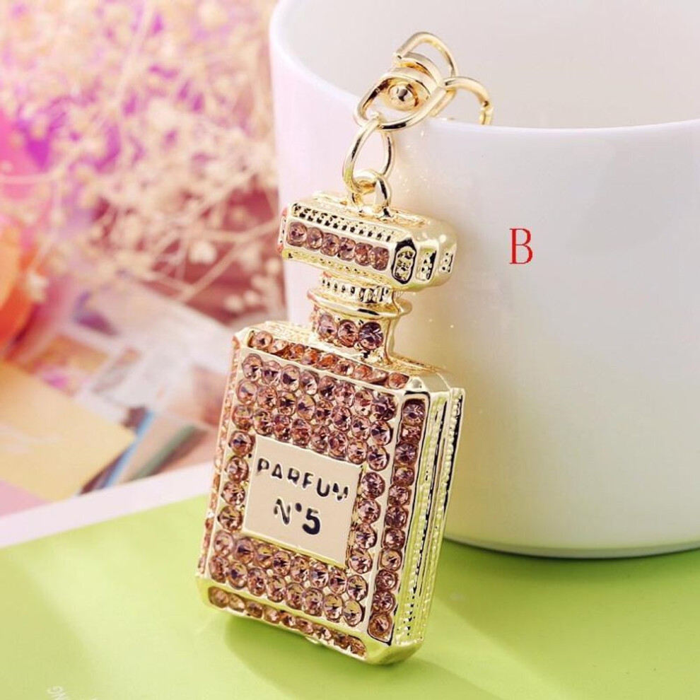 (Other, B) Lovely Water Diamond Perfume Bottle Car Key Buckle Women Bag Pendant Key Chain