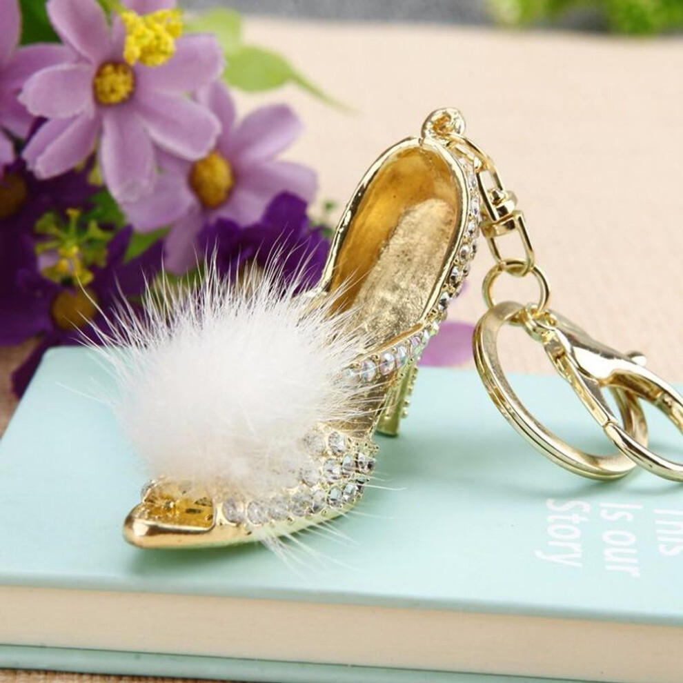 (Other, hair ball high heel) Lovely Water Diamond Perfume Bottle Car Key Buckle Women Bag Pendant Key Chain