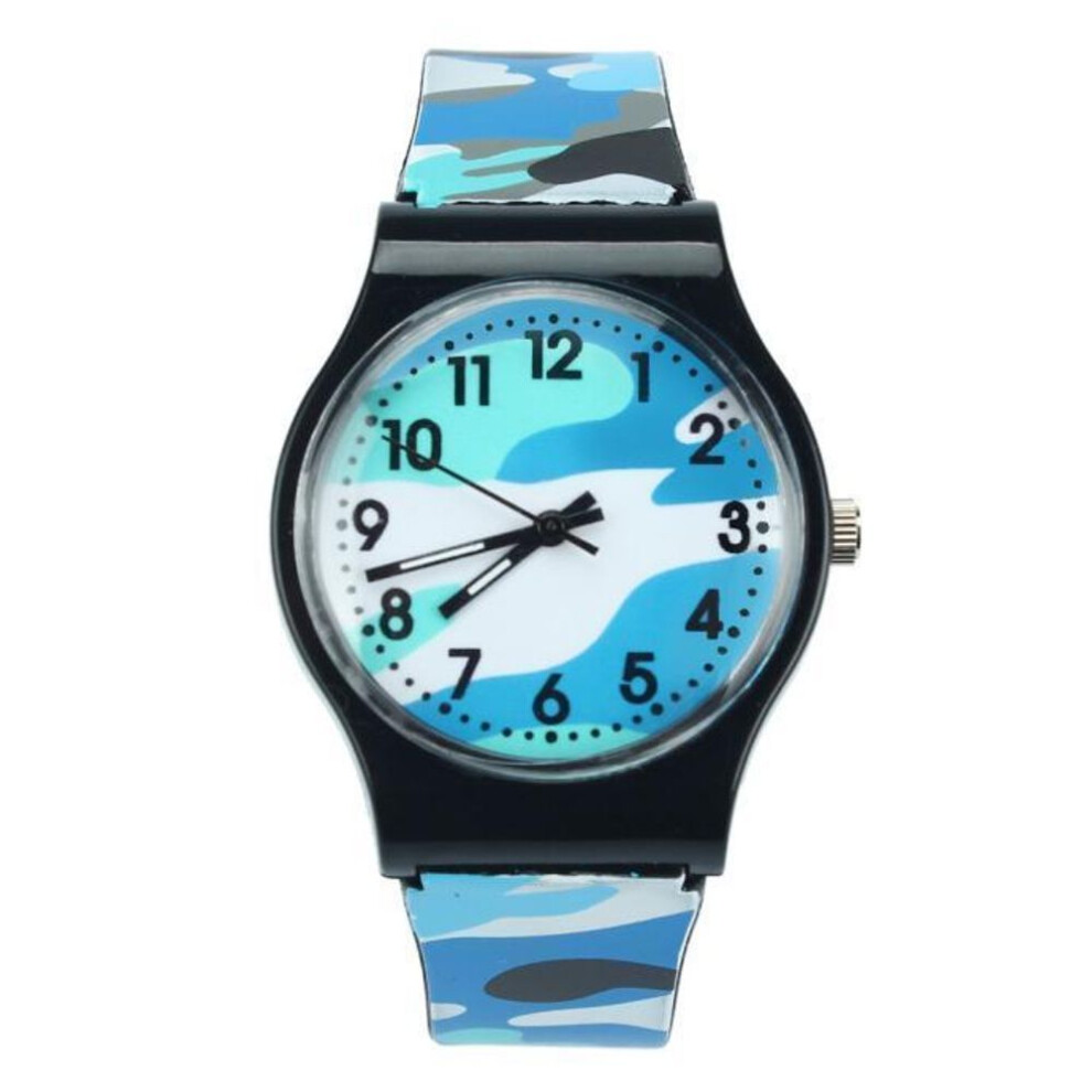 (blue) Camouflage Children Watch Quartz Wristwatch For Girls Boy