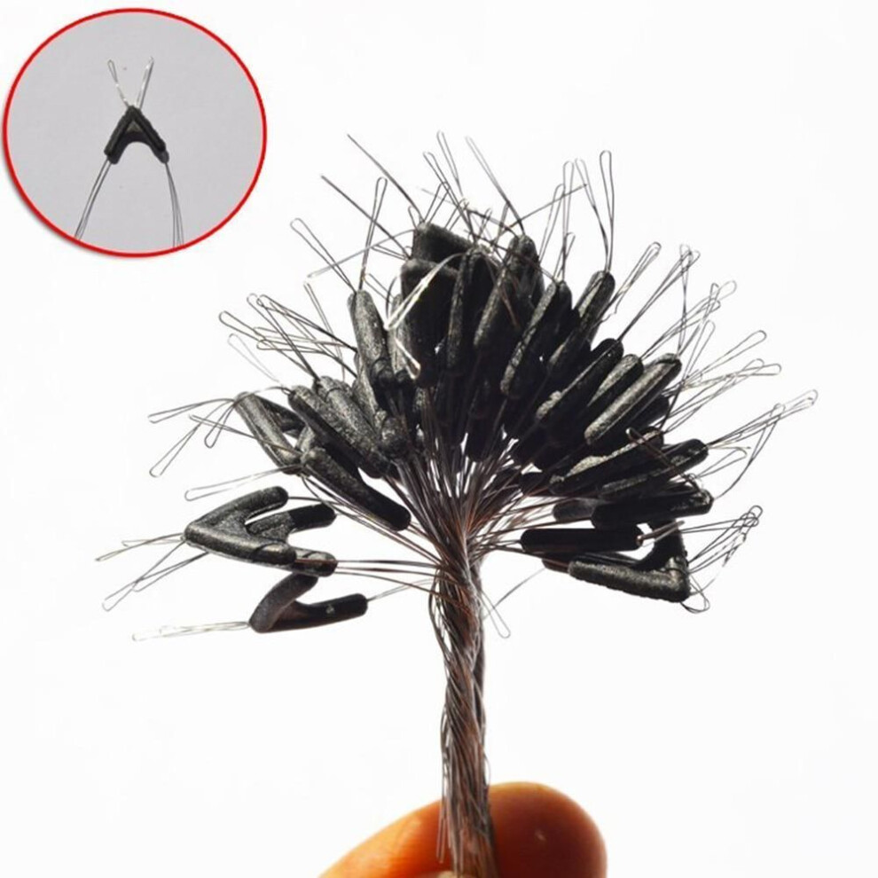 50pcs Double Hooks Contactor Device Fishing Line Space Bifurcation Eight Type Space Bean Line Swivel