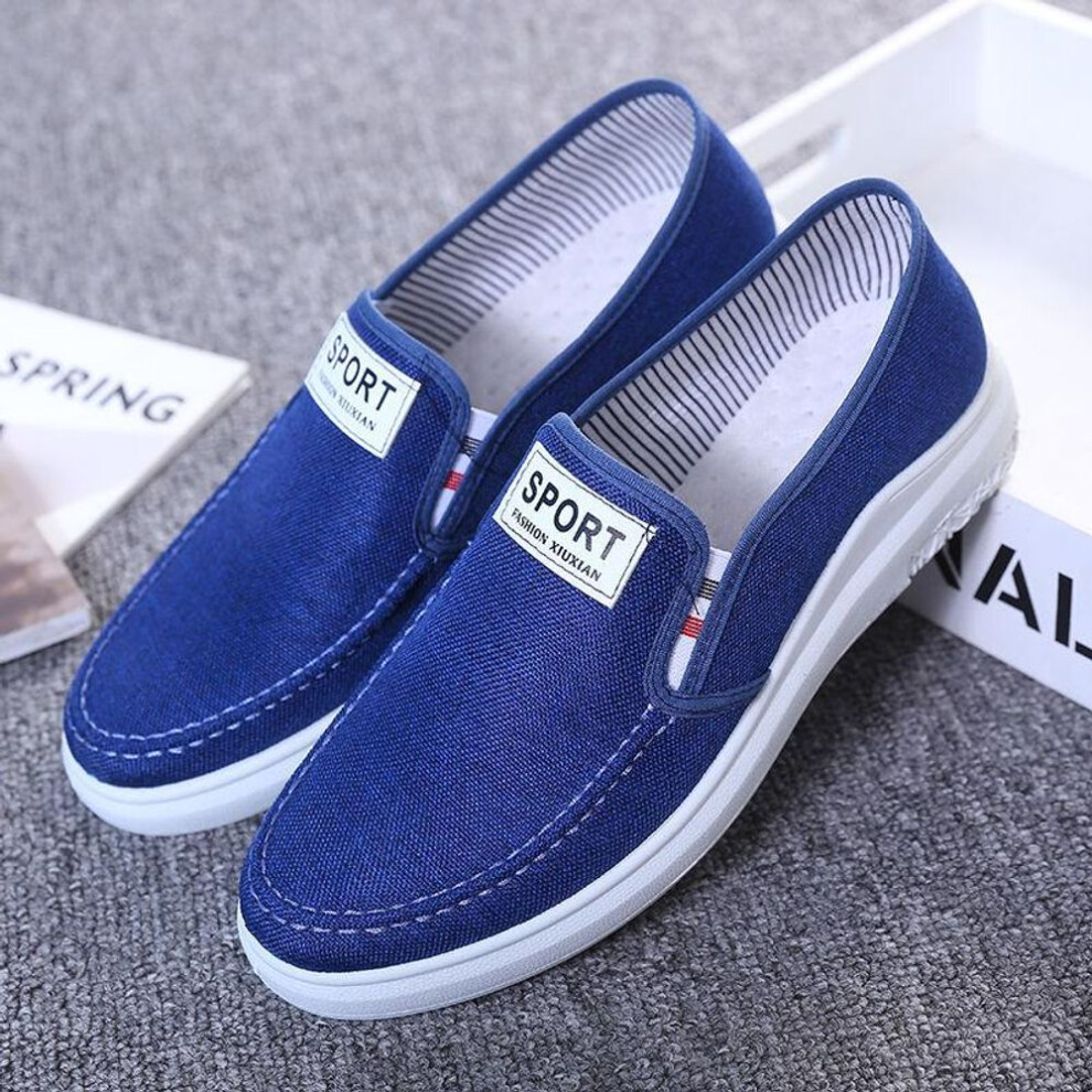(blue, 39) Old Beijing Men&apos;s Cloth Shoes Shoes Non-slip Wear-resistant Denim Low-top Sneakers Canvas Men&apos;s Shoes