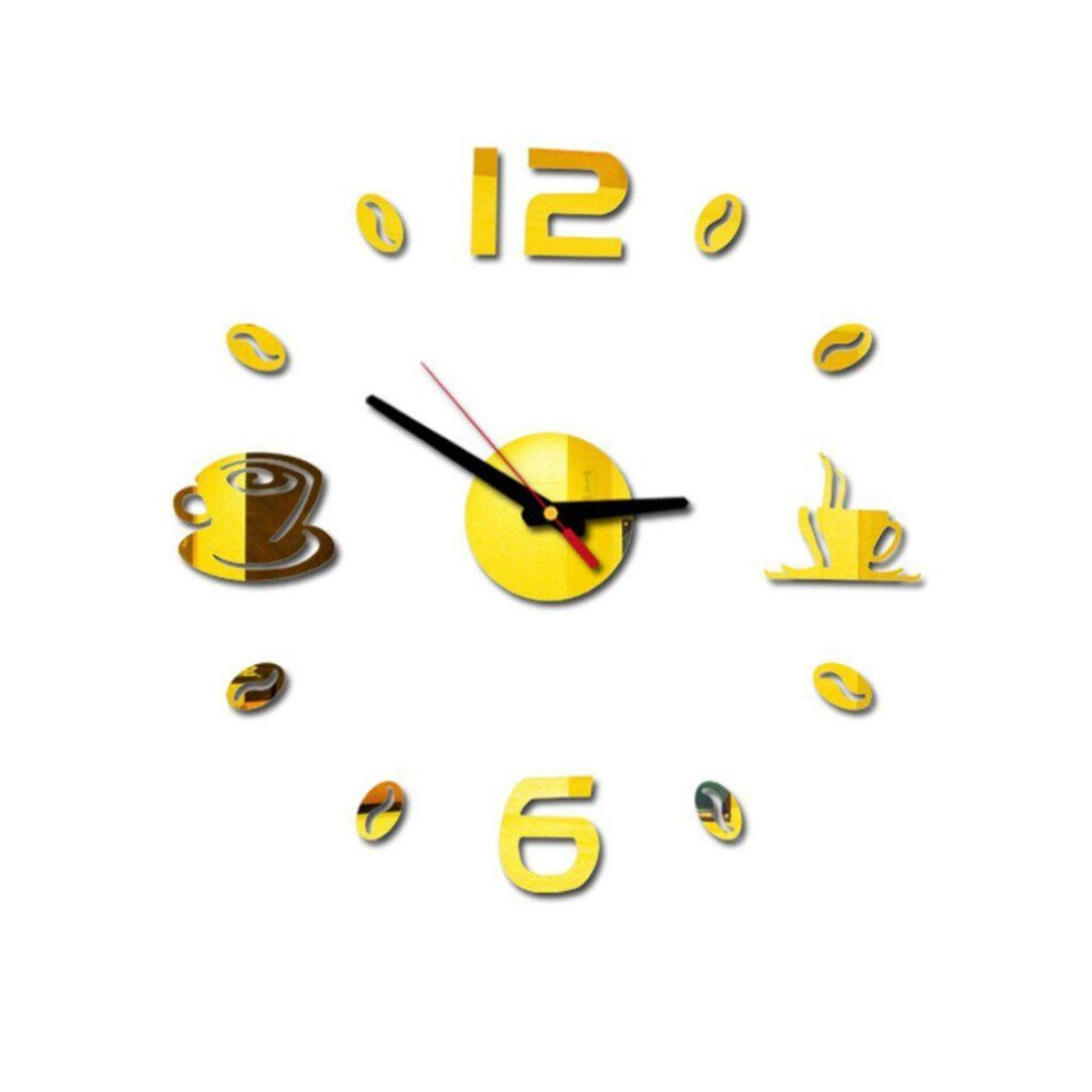 (gold) Digital Wall Clock Sticker Modern Design Clock Diy Clock Wall Kitchen Clock Living Room Home Decor Diy  Living Room Quartz Needl
