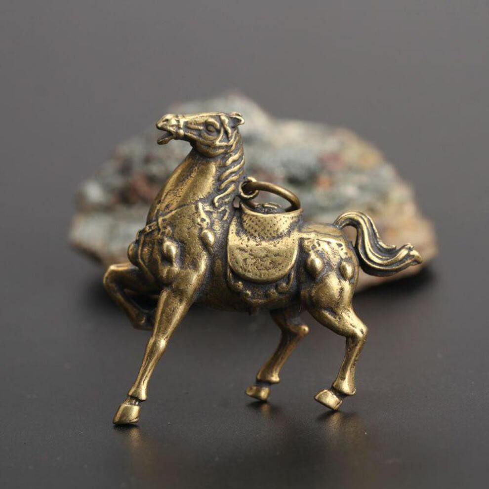 (War Horse) Vintage Copper Animals Eagle Lion King Bull Rhinoceros War Horse Figurines Desk Ornament Home Decoration Accessories Brass Craft