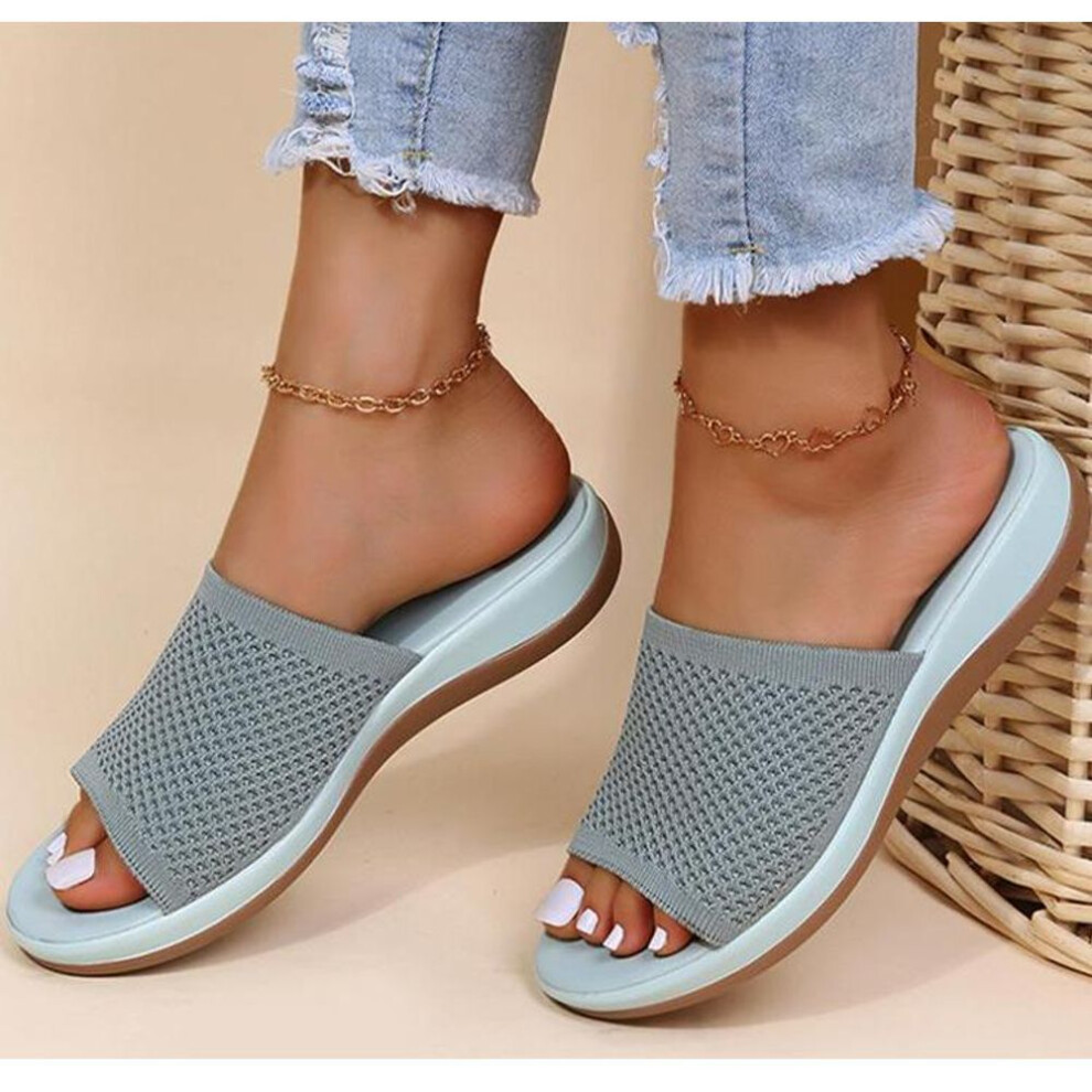 (green, 36) 35-43 Sandals Women Elastic Force Summer Shoes Women Flat Sandals Casual Indoor Outdoor Slipper Summer Sandals For Beach Zapatos Mujer