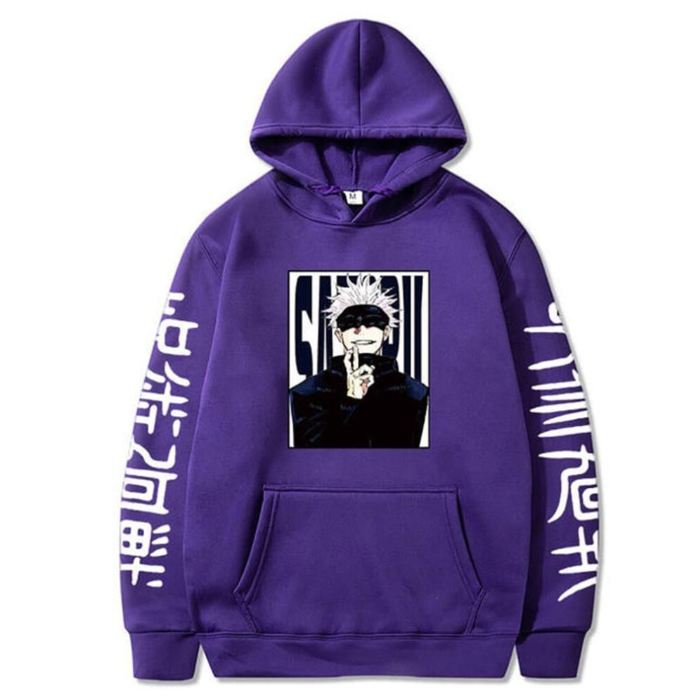 (purple, 4XL) Jujutsu Kaisen Hoodies Anime Harajuku Satoru Gojo Graphic Men Women Sweatshirts Pullovers Casual Long Sleeves Streetwear Tops